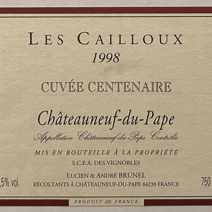 Chateauneuf du Pape 'Cuvee Centenaire les Cailloux' Andre Brunel 1998